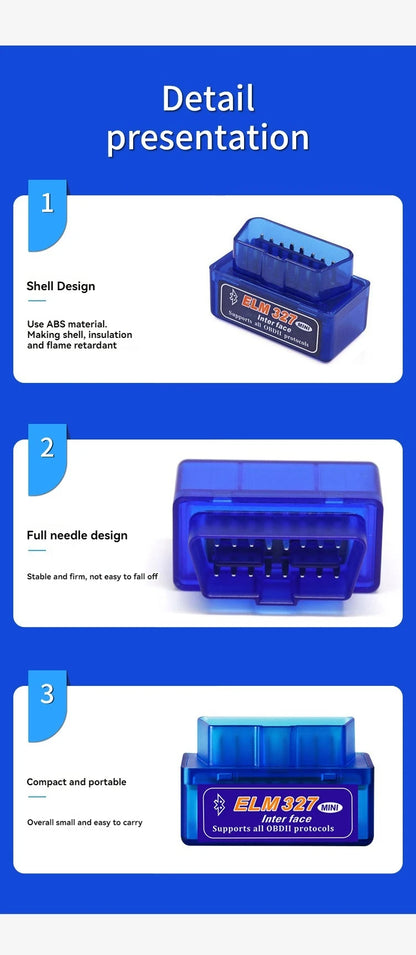 Bluetooth-koodinlukija/diagnostiikkalaite ELM327 V2.1